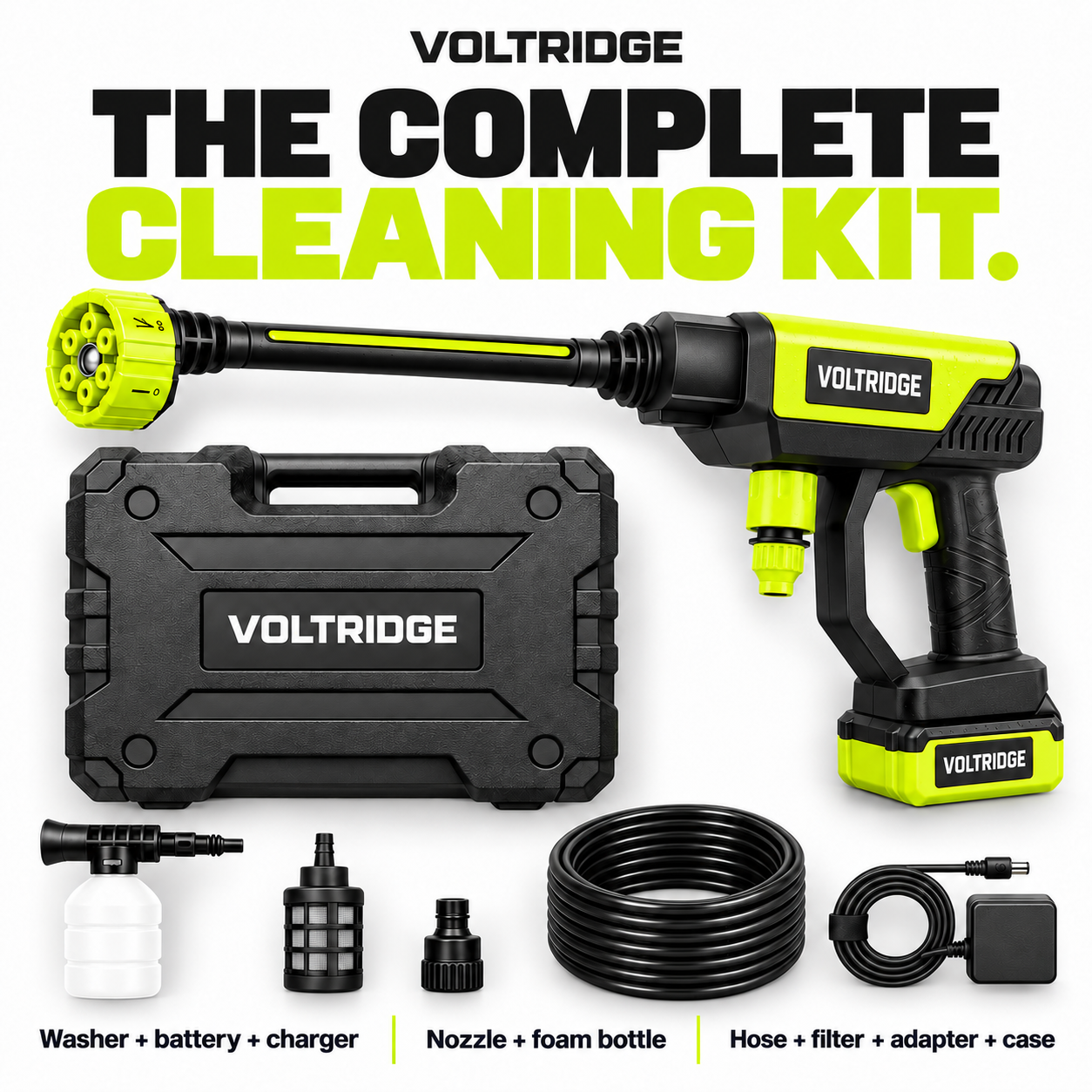 Complete VoltRidge kit with all accessories and carry case